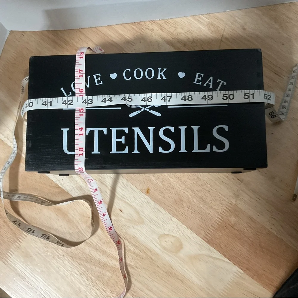 Large Kitchen Utensils Holder Customizable Compartments Wooden Utensil Organize